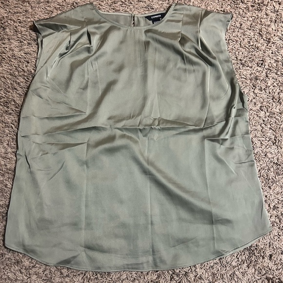 Express Sage Green Satin Blouse - Picture 1 of 2